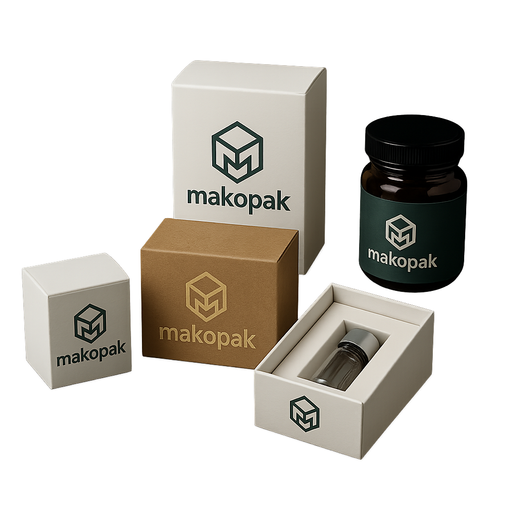 opakowania marki makopak na tle tekstury